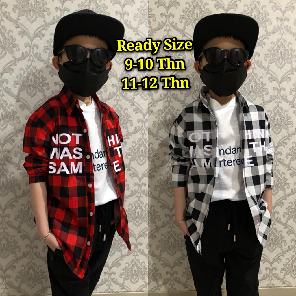 Daniela_Colection/SAME KIDS/ kemeja kotak anak hitam putih / kemeja kotak anak laki laki / kemeja an