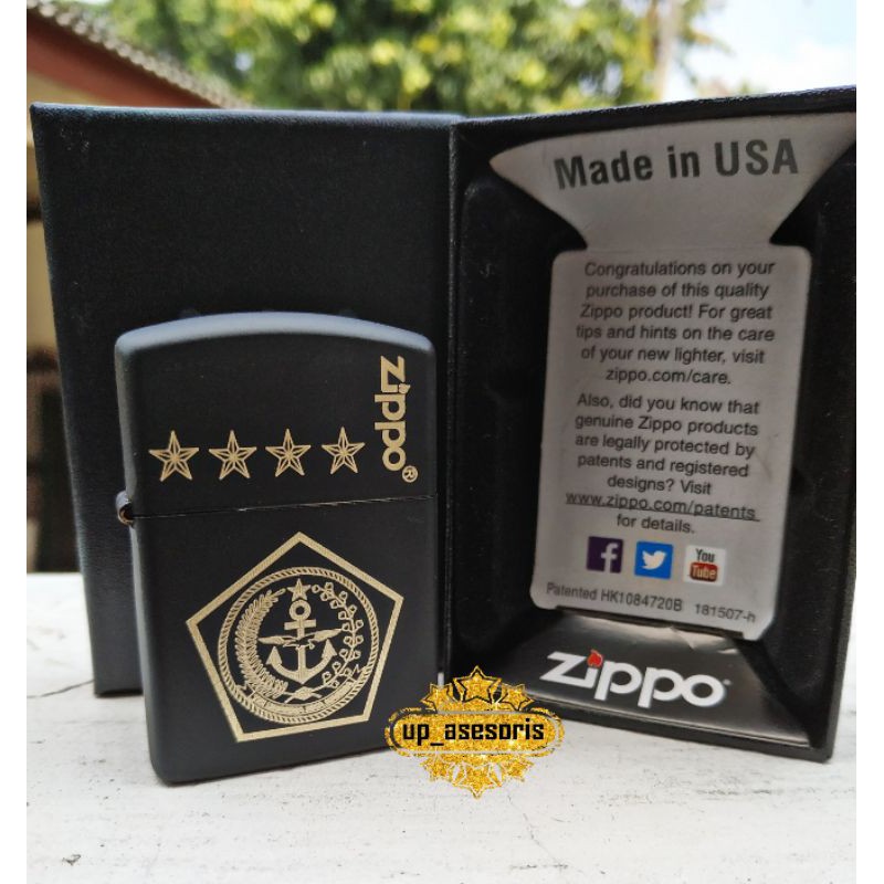 Zippo Lighter Custom Ukir Grafir Logo Mabes TNI Souvenir Kado Mewah