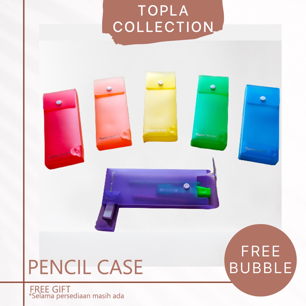 

TOPLA Pencil Case Kotak Pensil Plastik Kotak Penghapus 6 Warna Pelangi