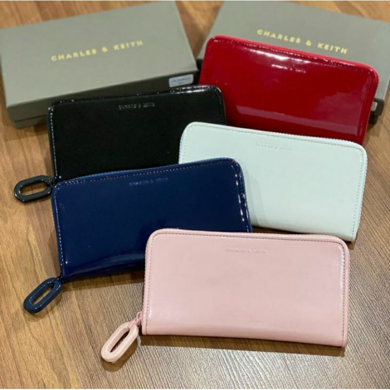 (New Model) Charles And Keith Long Wallet Glossy