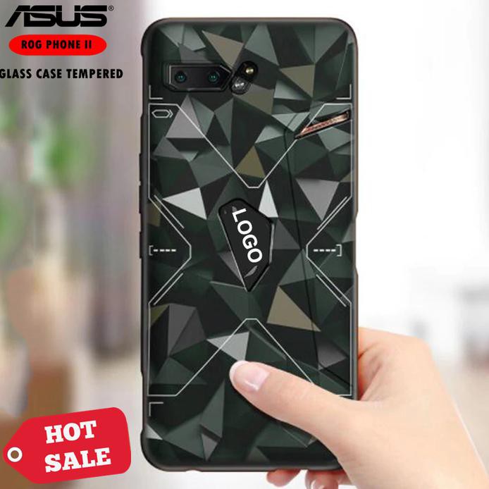 CASE ASUS ROG PHONE 2 ARMY MILITARY TEMPERED BACKDOOR CASING GLASS RF432