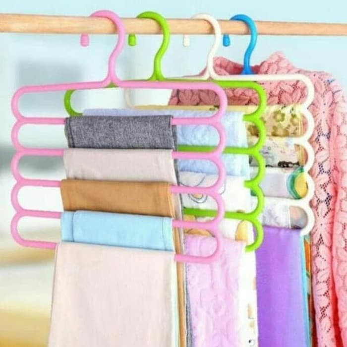 HARGA PROMO!! Hanger Pakaian 5 in1 Gantungan Multifungsi Hanger Handuk Hanger Jilbab Serbaguna (COD)