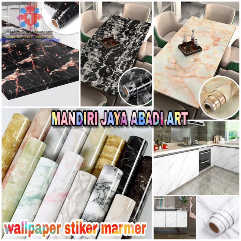 Stiker Serat Kayu Tekstur dan Stiker Marmer Marble Glossy Tebal Premium Pelapis Furniture Meja Lemari Kayu Lantai Kaca Pintu Kitchen Set Dinding Dapur Anti Air Minyak dan Tahan Panas ( L-122 CM )