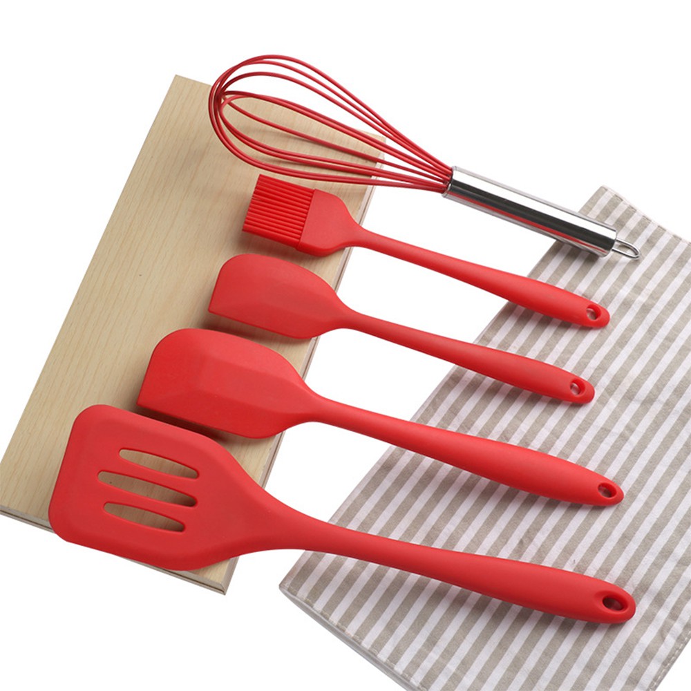 HOVELSHOP Set Alat Masak Set 5 Pcs Silikon Spatula Sutil Anti Panas