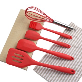 HOVELSHOP Set Alat Masak Set 5 Pcs Silikon Spatula Sutil Anti Panas
