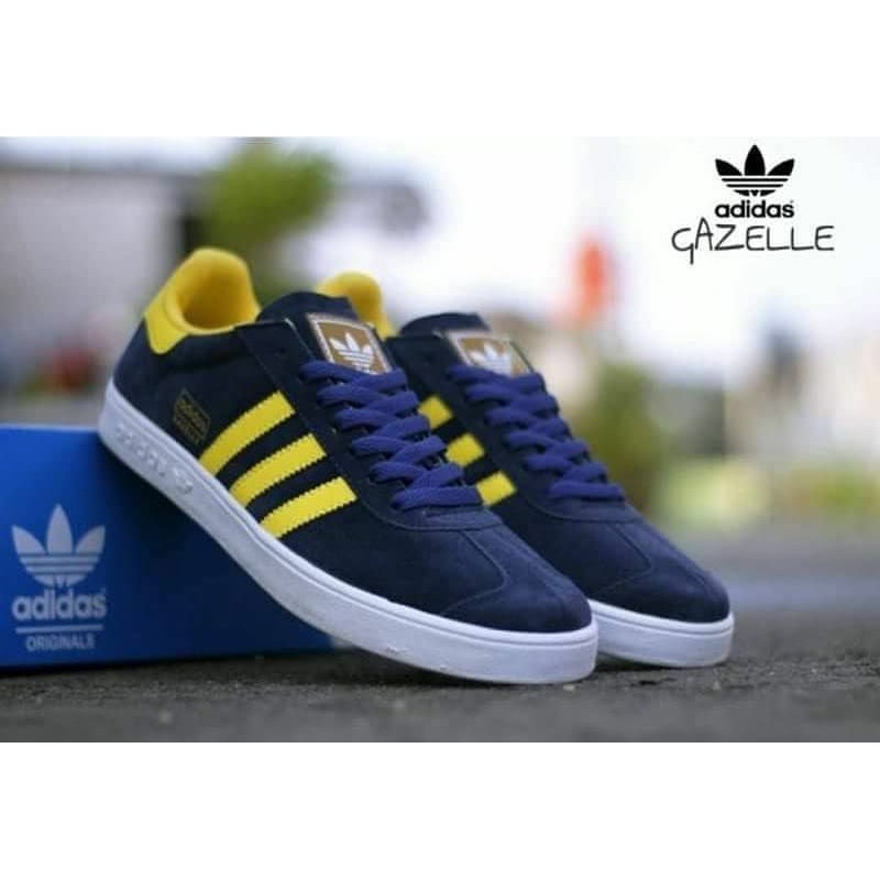 Sepatu Adidas Gazelle Black White Navy Kuning Yellow Sneakers Nonton Bola Kado Hadiah Pria Cowok