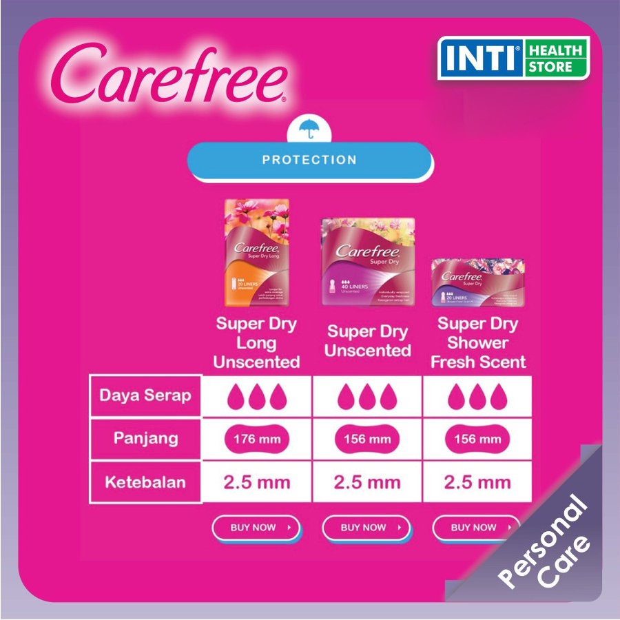 Carefree | Breathable Unscented Panty Liner | Pembalut Wanita 20's