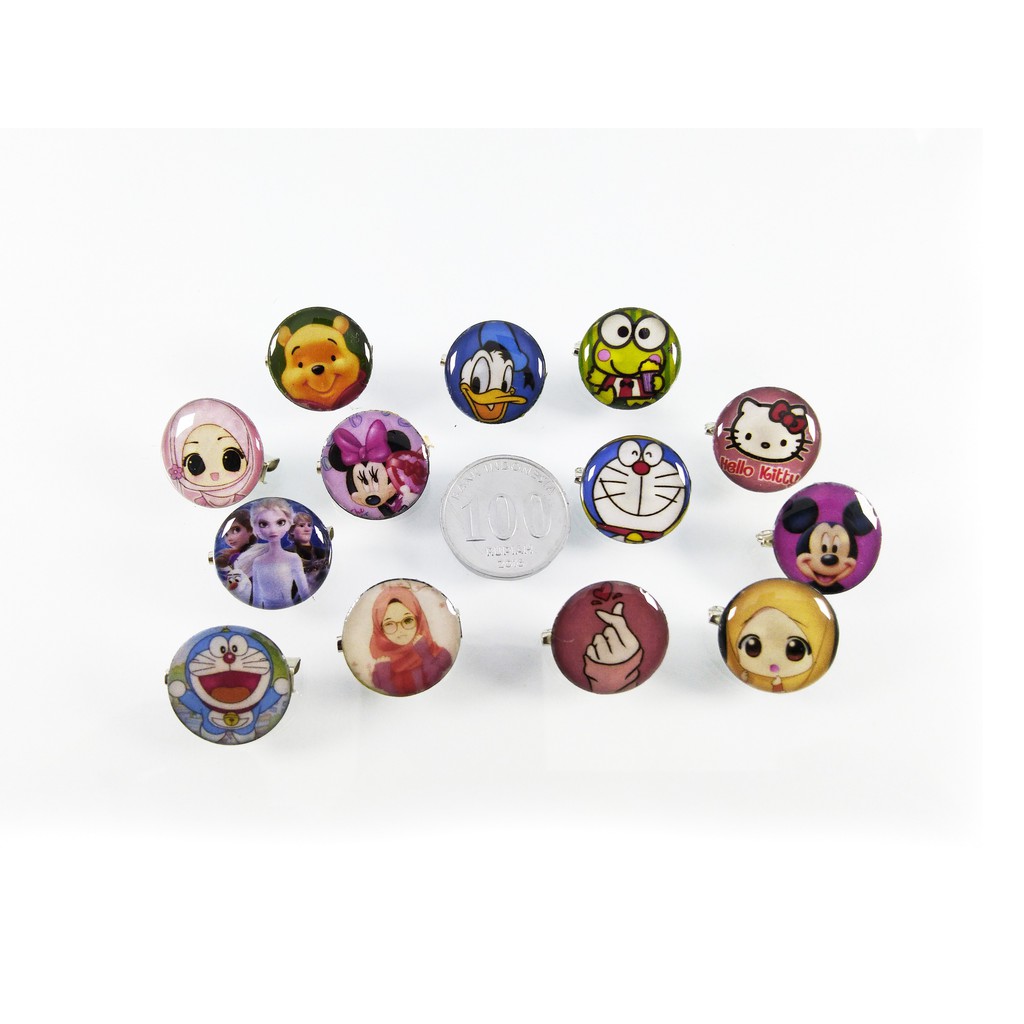 BROS MINI MUSLIMAH KARTUN PIN HIJAB AKSESORIS FASHION MUSLIM KARAKTER SOUVENIR DORAEMON HELLO KITTY