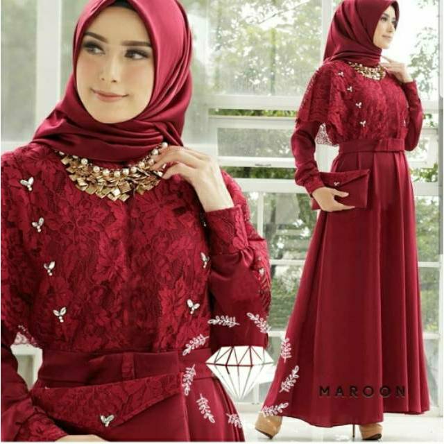 MAXY NADINE, VELVET BRUKAT, GAMIS HIJAB MUSLIM, DRESS