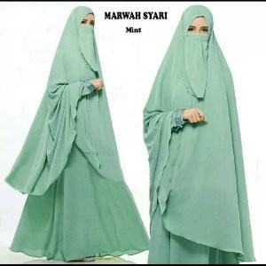 Stok Ready Set Busana Muslim Syar i Gamis dan Khimar plus Cadar Waffle Marwah   hitam Murah