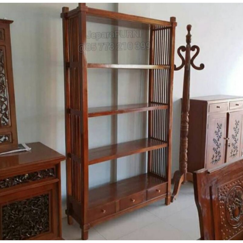 Rak Buku Kayu jati Jepara