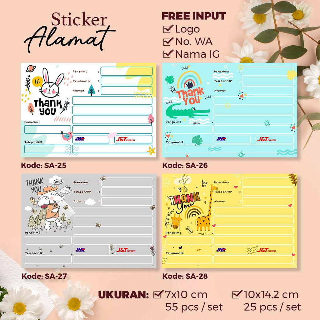 

55 PCS STIKER SHIPPING CARD OLSHOP LUCU BAGUS MURAH