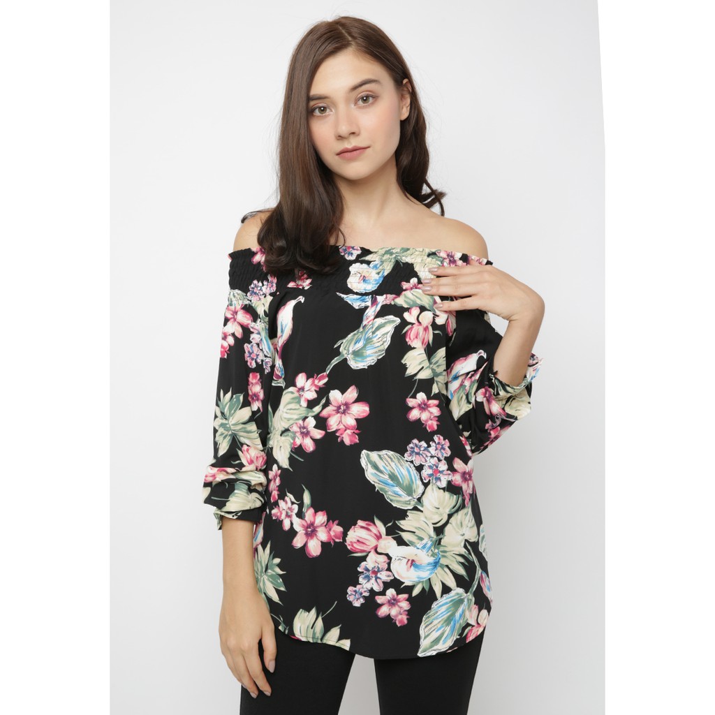 Cammomile Blouse fashion atasan Wanita SP1804031 Black 