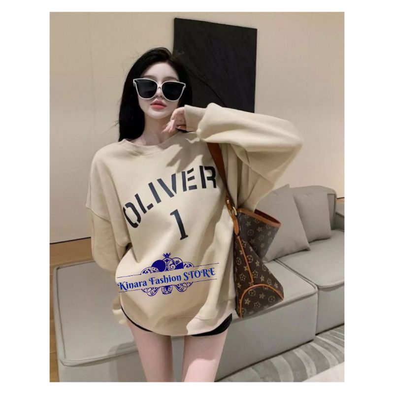 OLIVER 2XL 3XL Oversize Sweater Crewneck Oblong | Outerwear Wanita Terbaru Fashion Terkini Korean Style