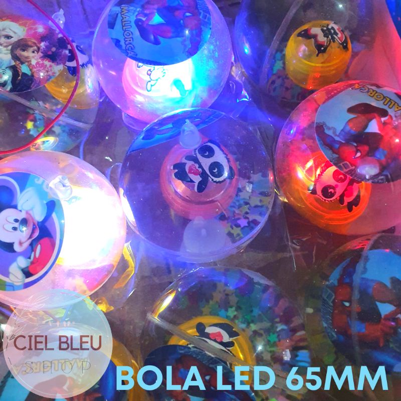 BOLA KARET LED NYALA / BOLA BEKEL AIR 65 MM 55 MM LED FLASH BALL MAINAN ANAK EDUKASI / CIEL BLEU SHOP