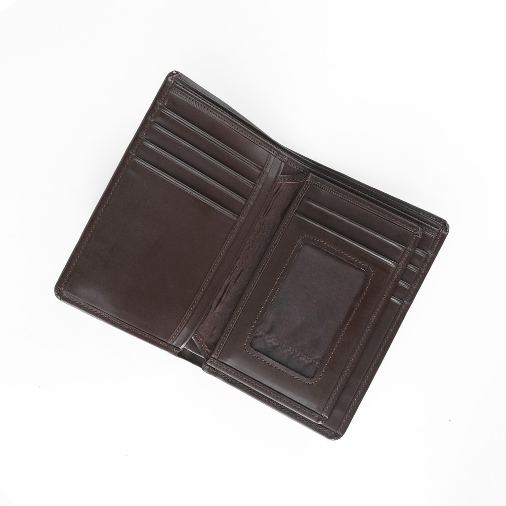 dompet medium kulit asli unisex dengan sisipan tengah coklat PHWL1103