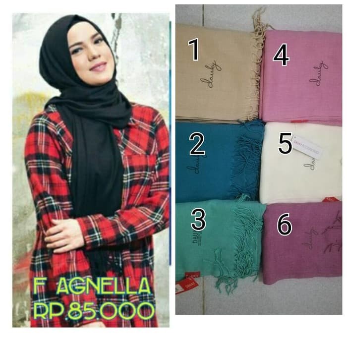 Dauky Hijab Selendang Pashmina Audie  Agnella Polycotton-F Agnella - Biru(2)