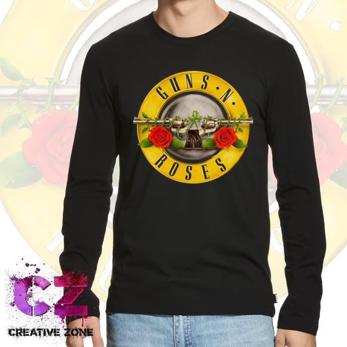 Termurah Kaos Baju Obral Combed 30 Distro Guns N Roses Lengan Panjang Polos |