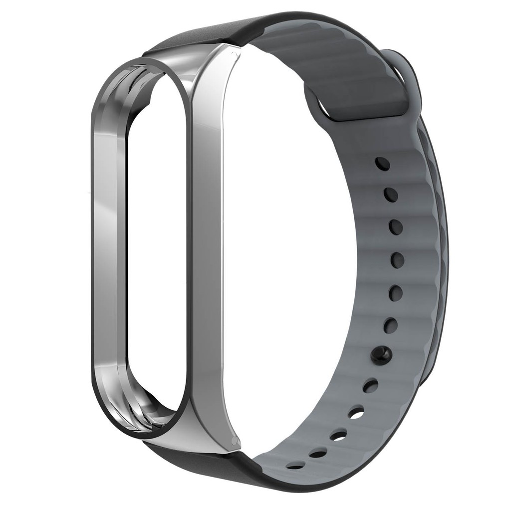 XIAOMI MI BAND SILICONE RUBBER METALIC STRAP MB-02 MI WATCH