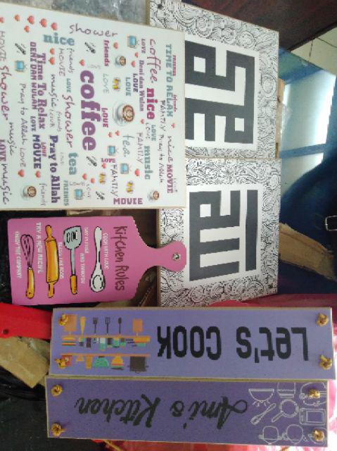 Kaligrafi Ks16 Walldecor Pajangan Hiasan Allah Muhammad Set Kufi Shabby Hitam