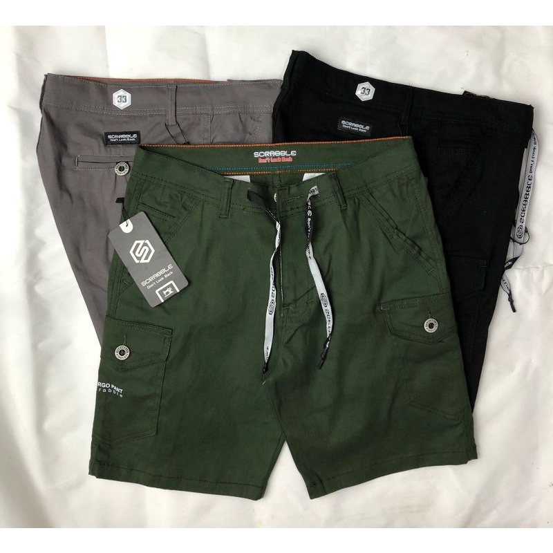 Celana Cargo pendek scrabble cargo pendek brodshot pria cargo pendek atas lutut cowok original distro