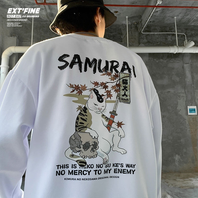 Cn Basic Anime Samurai Japan Pria Wanita Crewneck Hip Hop Cowok Cewek Crewnek Kpop Korea Style Kekin