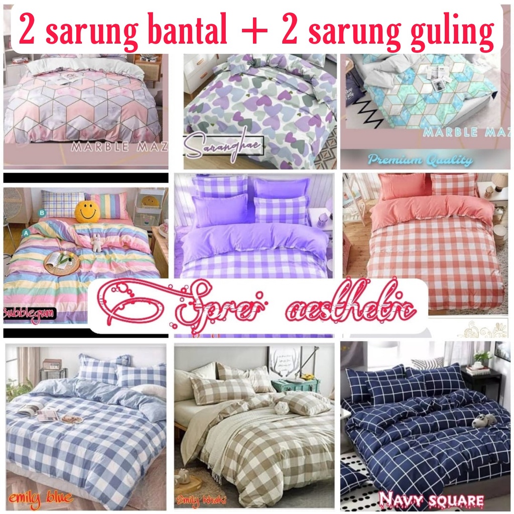 Sprei karakter &amp; sprei motif aesthetic UK 180 x 200 fullset  free 2 sarban 2 sargul