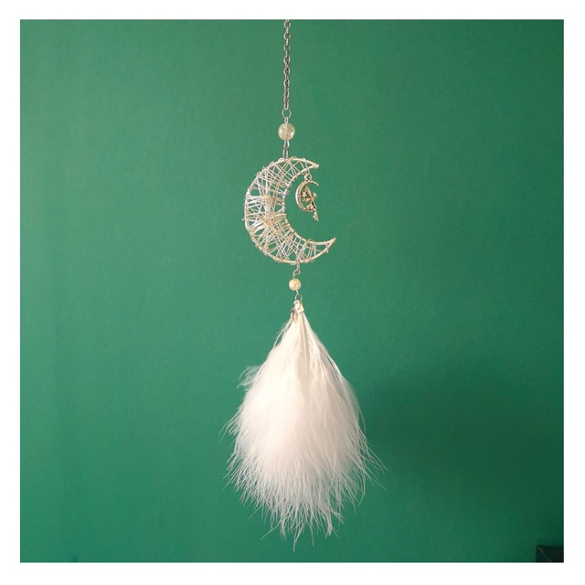 Gantungan spion Gantungan Dream Catcher Handmade Warna Putih untuk Kaca Spion Mobil Dream Catcher Car Pendant | Gantungan Pajangan Kaca Spion Tengah Mobi