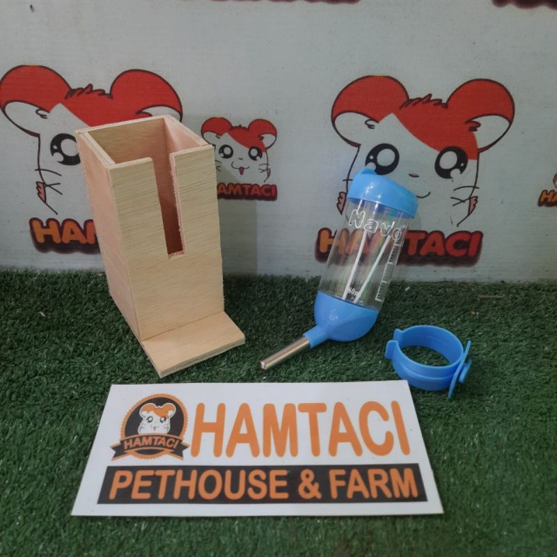 TATAKAN BOTOL MINUM KAYU &amp; BOTOL HAMSTER | GERBIL | LANDAK | SMALLPETS BY HAMTACI