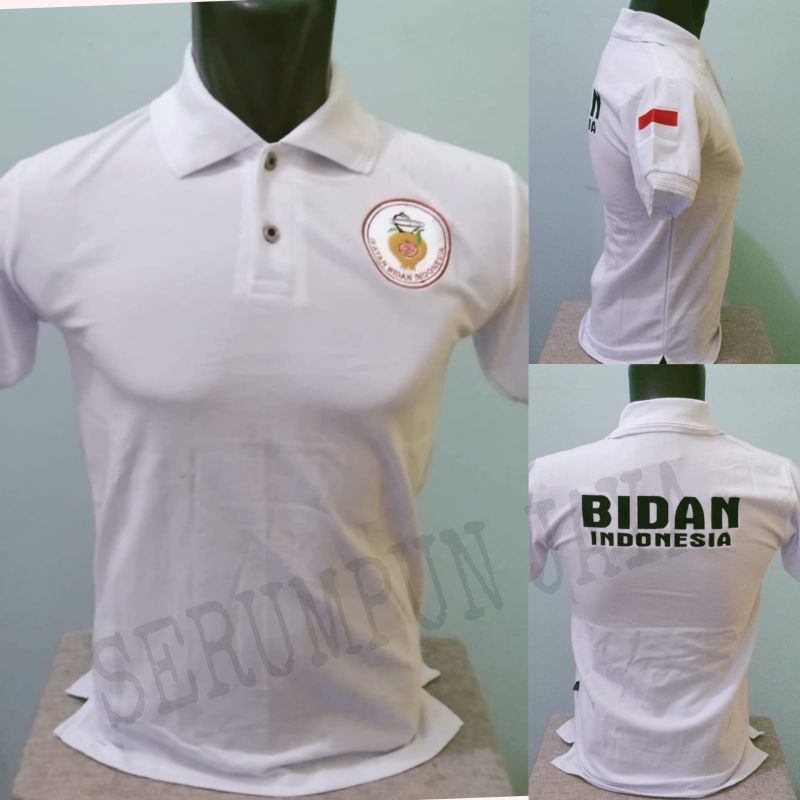 KAOS BIDAN - KAOS KERAH BIDAN FULL BORDIR PUTIH