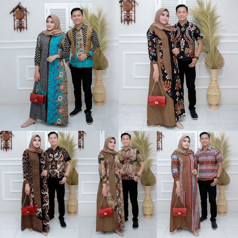 BATIK COUPLE GAMIS WANITA TERBARU MODERN MASA KINI