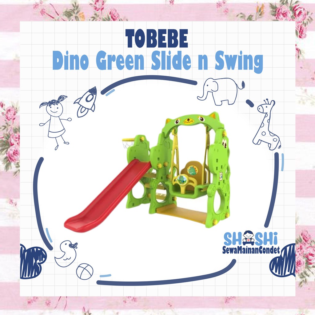 Sewa Tobebe Dino Green Slide n Swing