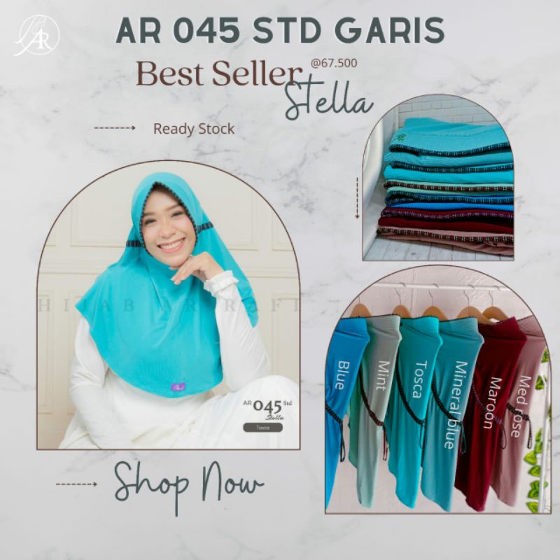Hijab Jilbab Kerudung bergo instan serut polos Ar 045 std terlaris Zoya Rabanni Elzatta by Ar Raffi