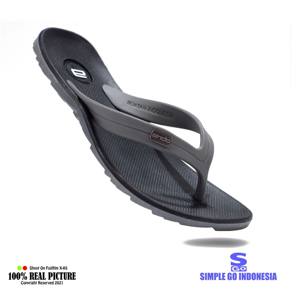 Ando Thunder 02 - Sandal jepit slide pria karet original | Sendal japit cowok lentur model simple matte 38-42