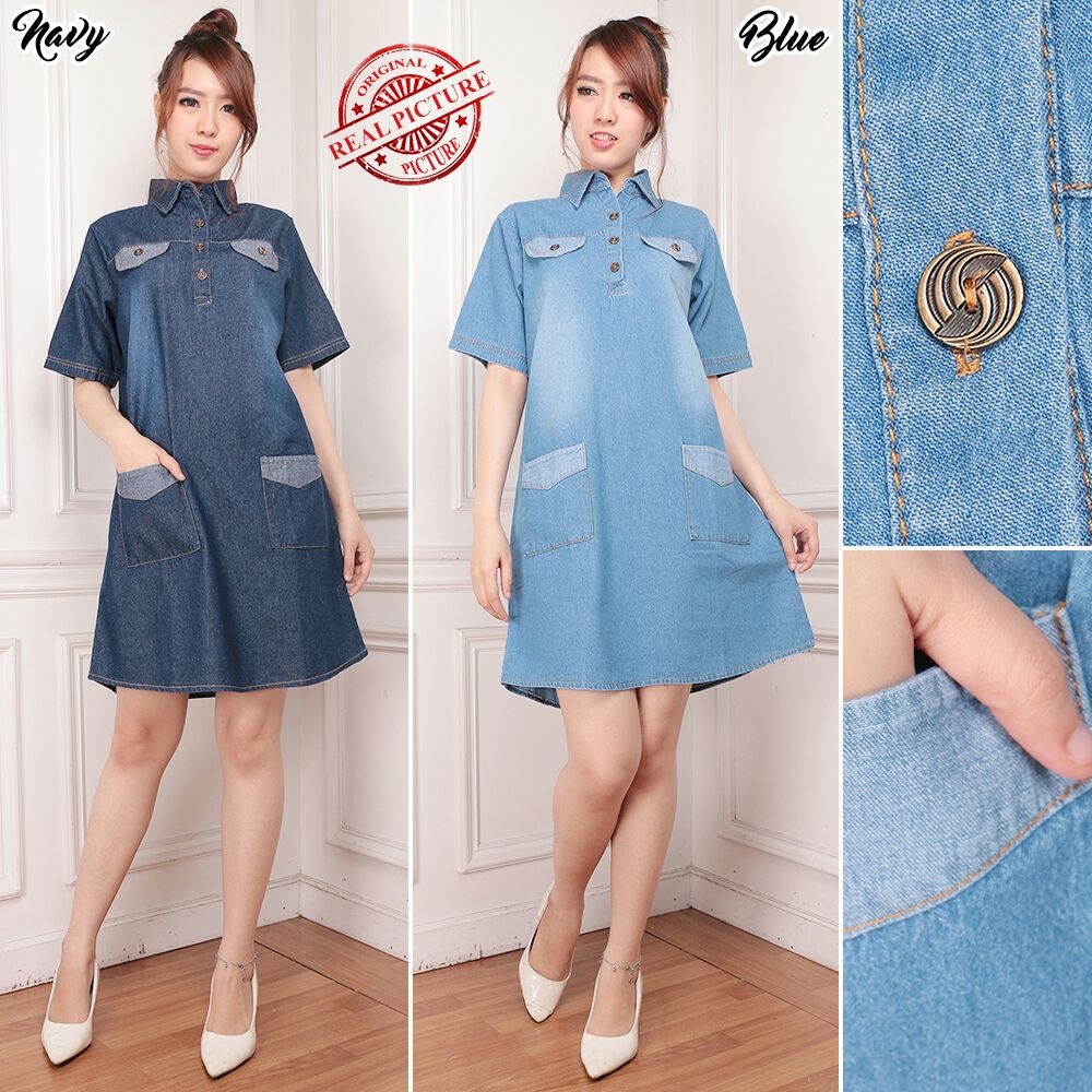 SB Collection Midi Dress Hany Jeans Shortdress Wanita