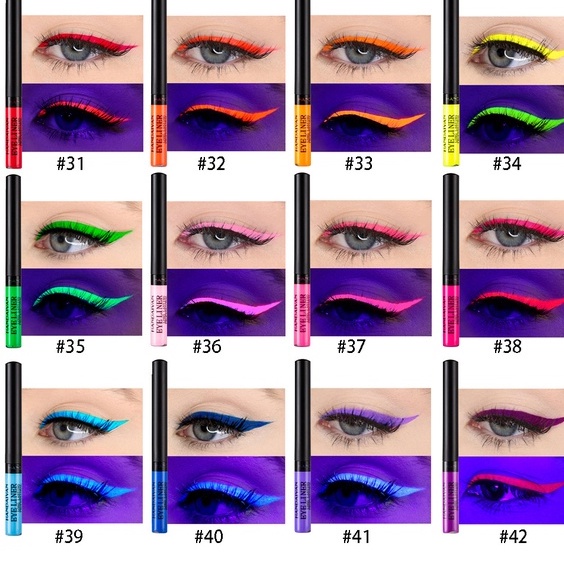 HANDAIYAN Liquid Eyeliner Set Matte Long-Lasting Waterproof UV Fluorescent Beautiful Eye Makeup 12 Color