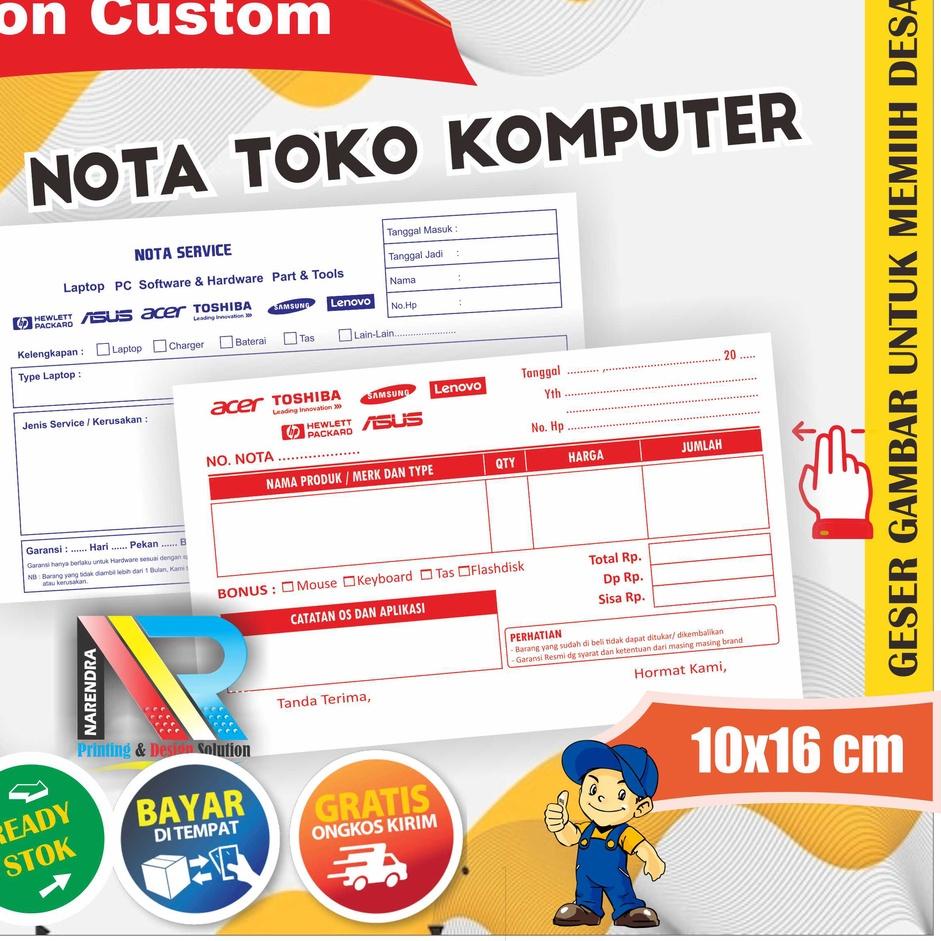 

ロ Nota Komputer untuk Servis Komputer dan Penjualan Grosir dan Eceran 2 ply Rangkap ゔ