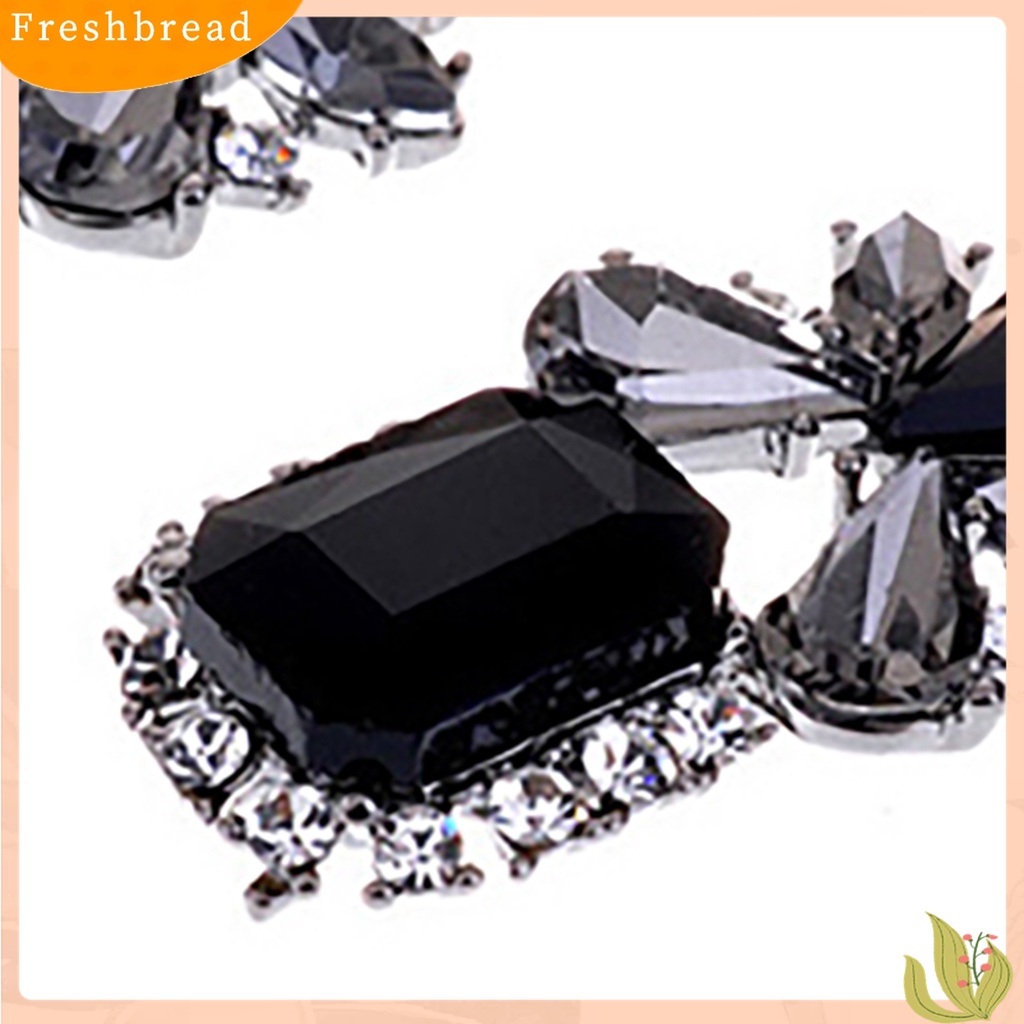 【Fresh】Women's Vintage Black Square Waterdrop Zircon Eardrop Dangle Earrings Jewelry