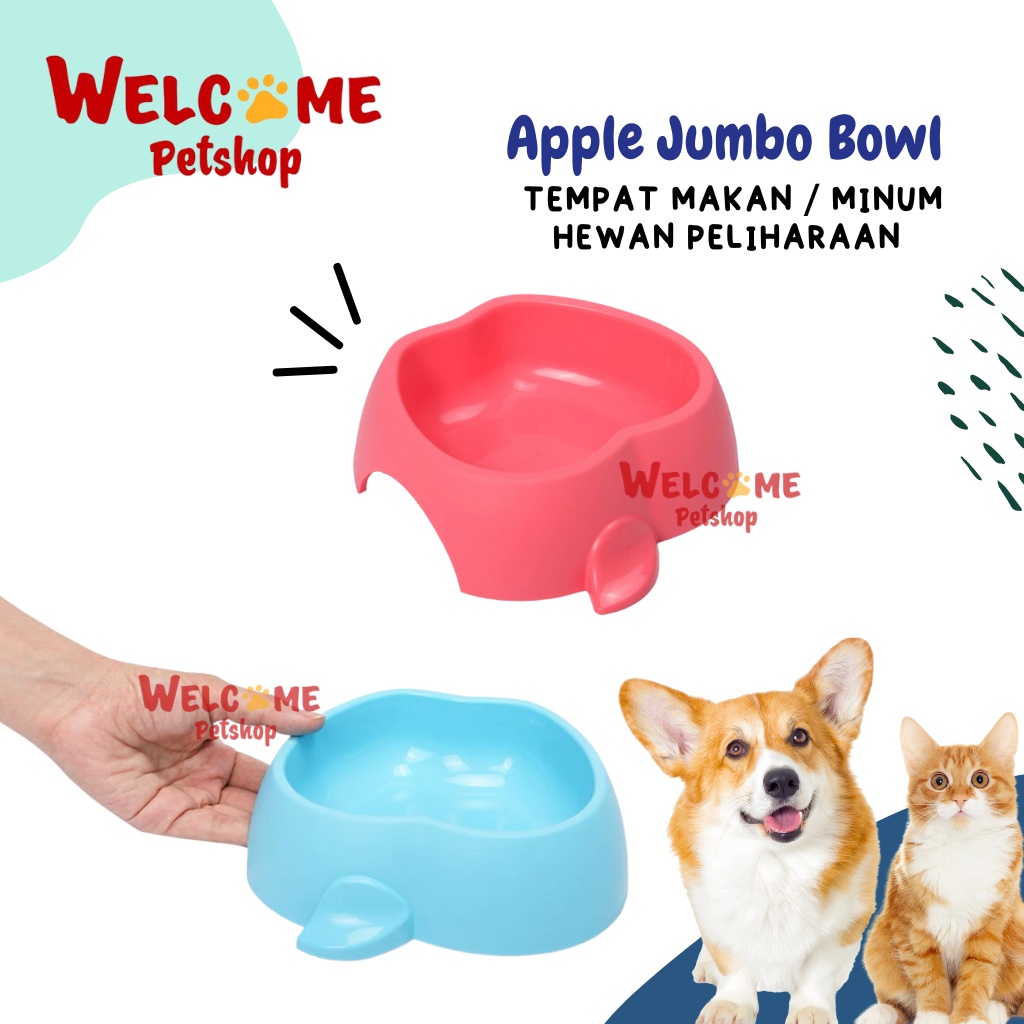 Apple Jumbo Bowl Tempat Makan Minum Anjing Kucing Kelinci Besar Apel