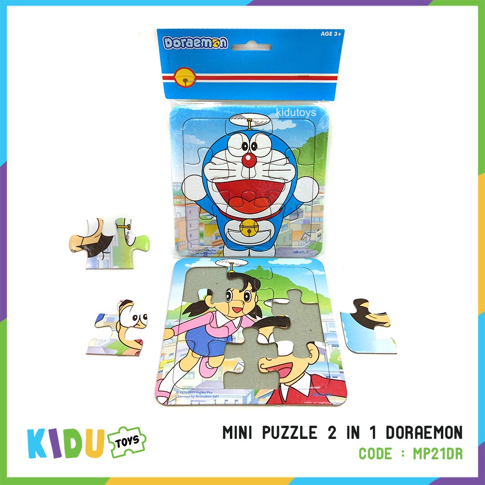 Mainan Anak Mini Puzzle 2 in 1 Mickey / Tsum Tsum / Doraemon / Puzzle 9 Keping Kidu Toys