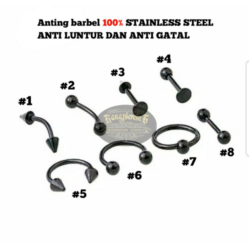 BARBEL HITAM STAINLESS STEEL 100% ANTI LUNTUR DAN ANTI KARAT