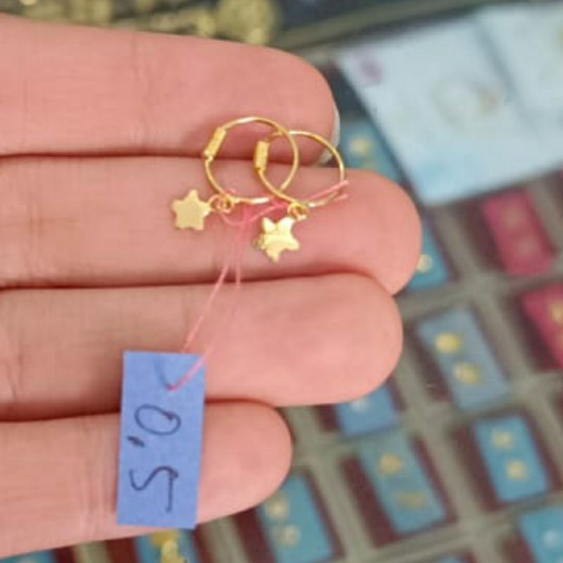 Earring Baby Child Jewellery Bayi Anting Anak Bulat Emas asli Gold