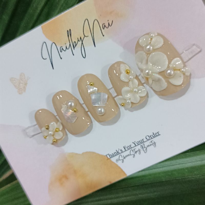 wedding nail art | simple nail art | kuku palsu pernikahan murah | N002