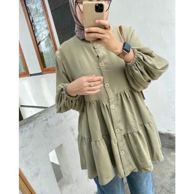 BEFAST - ZRX OOTD Tunik Wanita Muslim AYIKA / DANNY TUNIK FULL KANCING / Pakaian Wanita Muslimah / Tunik Polos Casual / Fashion Wanita Hijab / Tunik Formal Remaja Wanita / Terbaru 2022