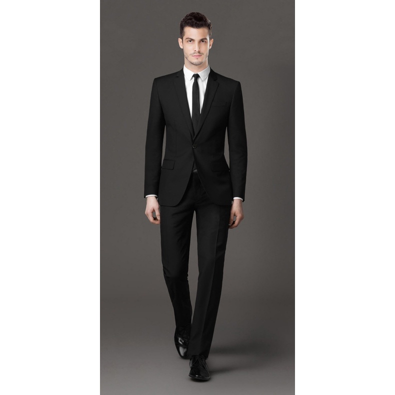 SETELAN JAS HITAM FORMAL PRIA SLIMFIT PAKET LENGKAP 4IN1 HIGH TWIST ISTIMEWA ORIGINAL NIKAYU