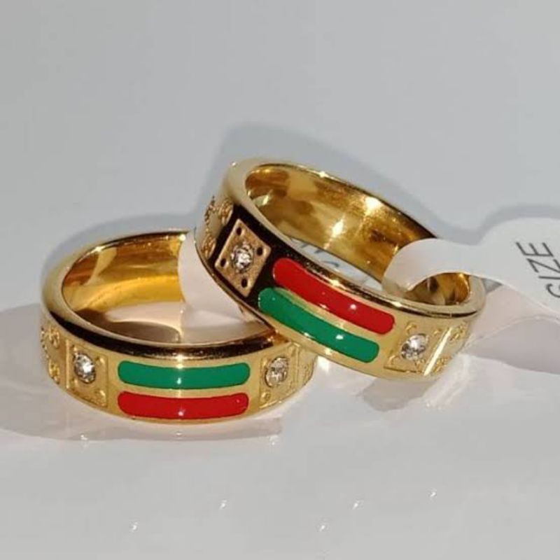 cincin titanium gold model GUCCI permata