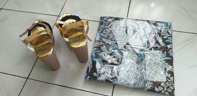 Batik Couple Keluarga Sania Ruffle Ori Ndoro Jowi Dnt Blarak Biru