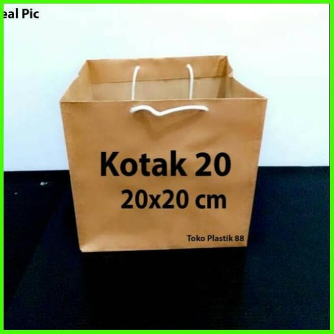 

(TERLARIS) Paper bag kotak Paperbag coklat polos size kotak 25 isi 12 pcs