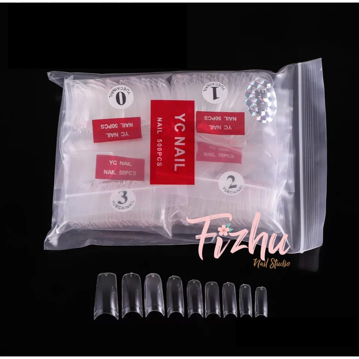 kuku palsu extension half tips square clear / half tips square natural / fake nail half tips 500pcs