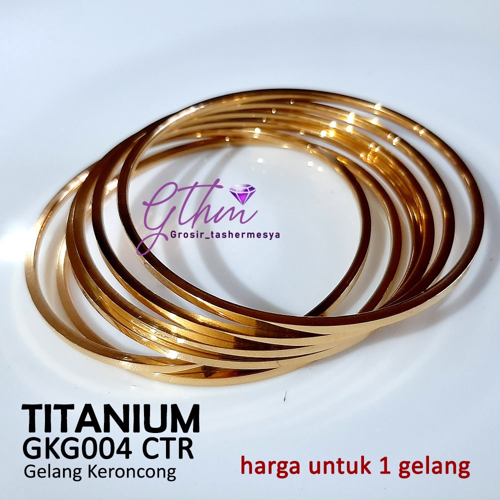 titanium gelang tangan wanita keroncong harga satuan anti karat anti alergi gkg004 gthm perhiasan emas import